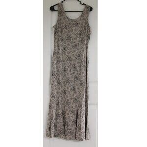 Vintage Maxi Dress Black Rose Goth Grunge Halloween Women's Sz 8.